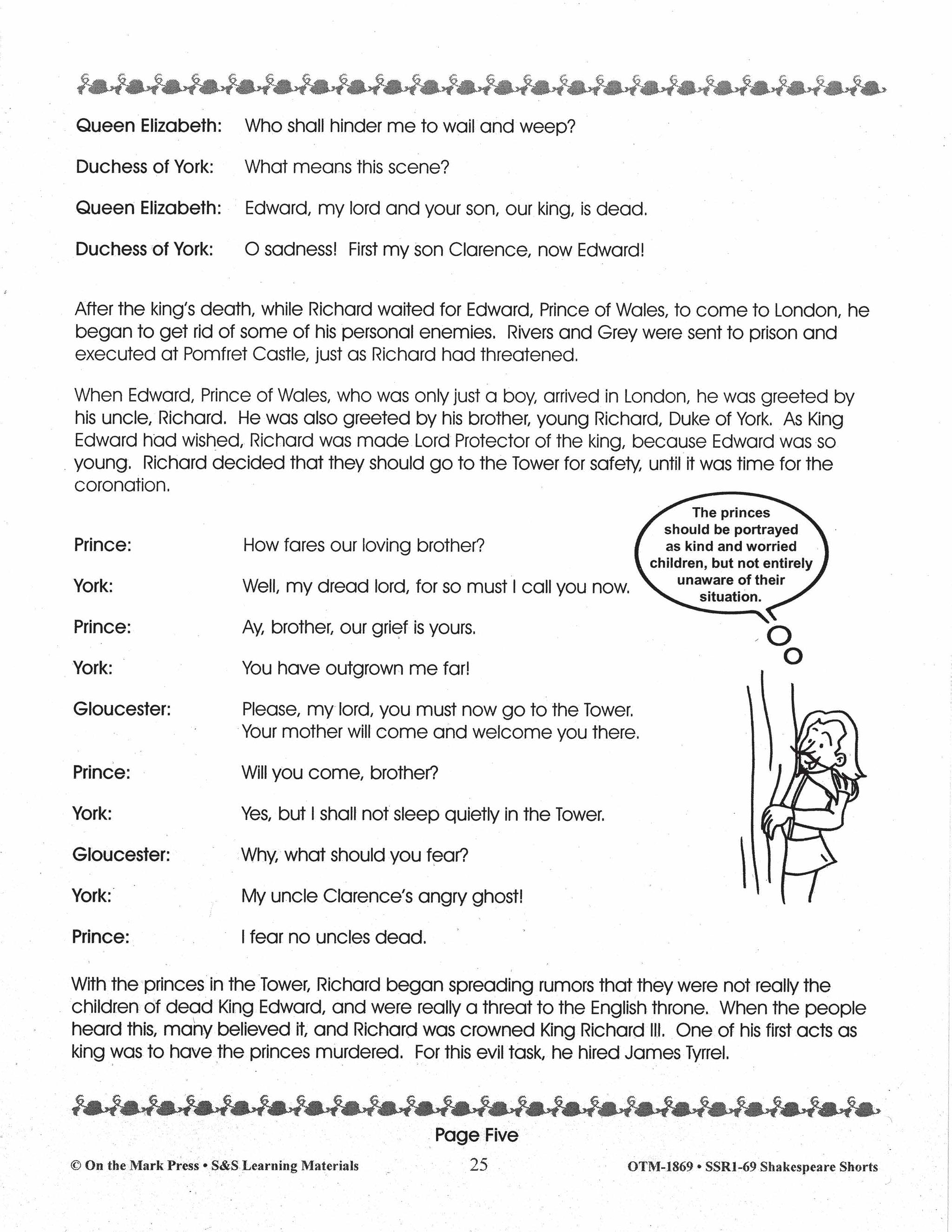 Richard III - Shakespeare Play - A Readers' Theater Script & Activities Gr. 4-6