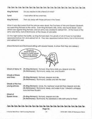 Richard III - Shakespeare Play - A Readers' Theater Script & Activities Gr. 4-6