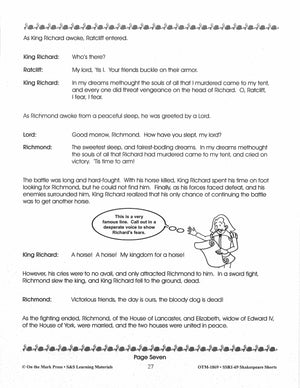 Richard III - Shakespeare Play - A Readers' Theater Script & Activities Gr. 4-6