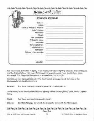 Romeo and Juliet - Shakespeare Play - A Readers' Theater Script & Activities Gr. 4-6