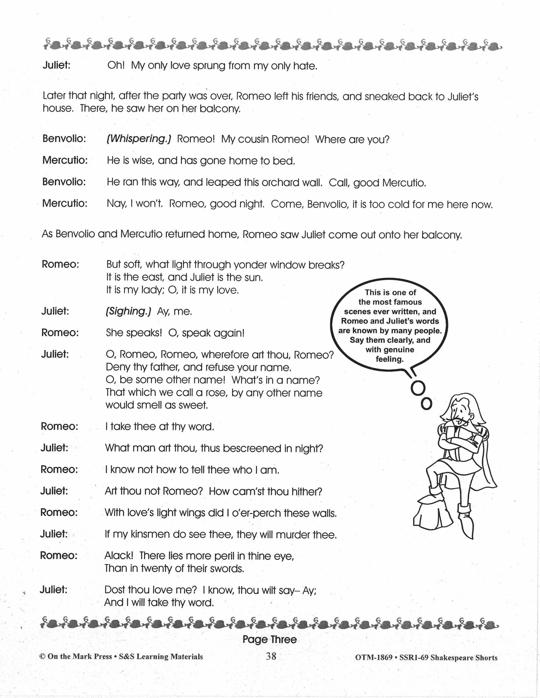 Romeo and Juliet - Shakespeare Play - A Readers' Theater Script & Activities Gr. 4-6