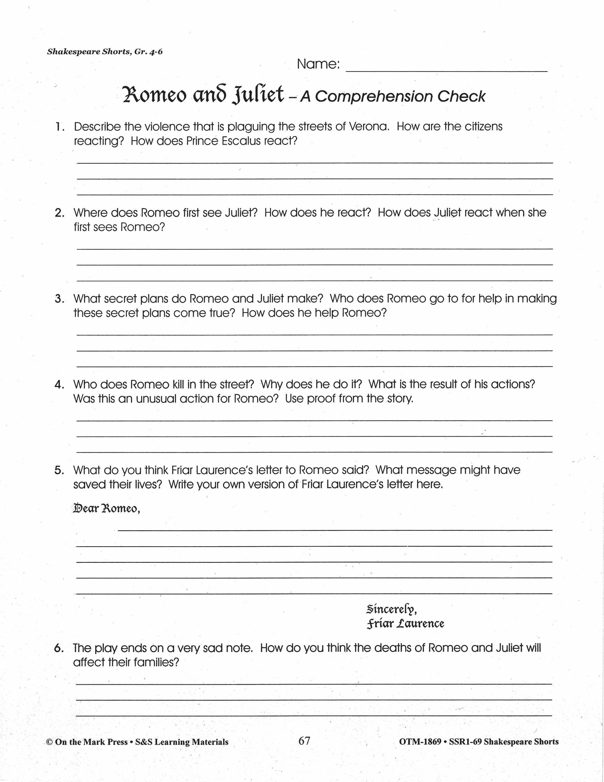 Romeo and Juliet - Shakespeare Play - A Readers' Theater Script & Activities Gr. 4-6