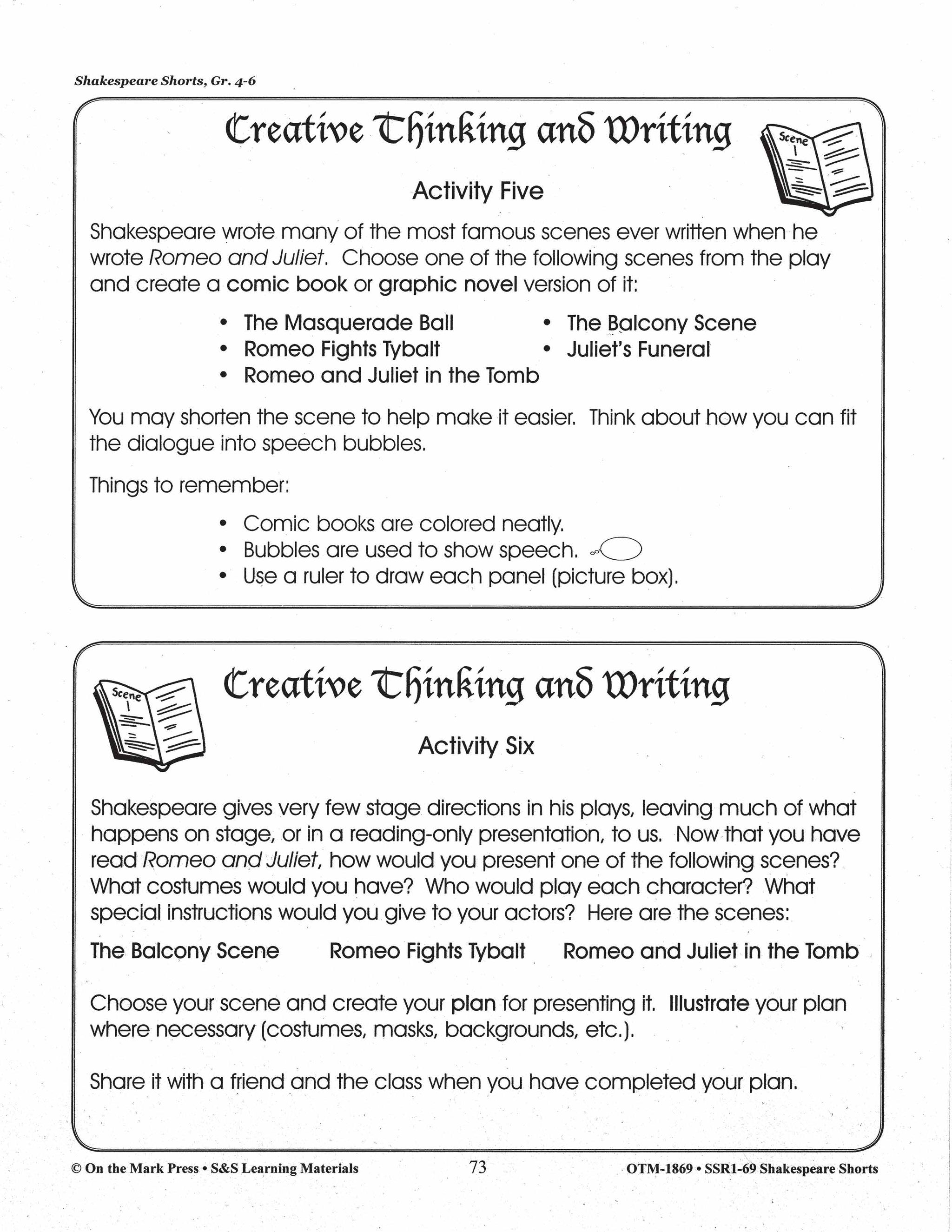 Romeo and Juliet - Shakespeare Play - A Readers' Theater Script & Activities Gr. 4-6