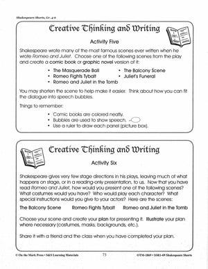 Romeo and Juliet - Shakespeare Play - A Readers' Theater Script & Activities Gr. 4-6