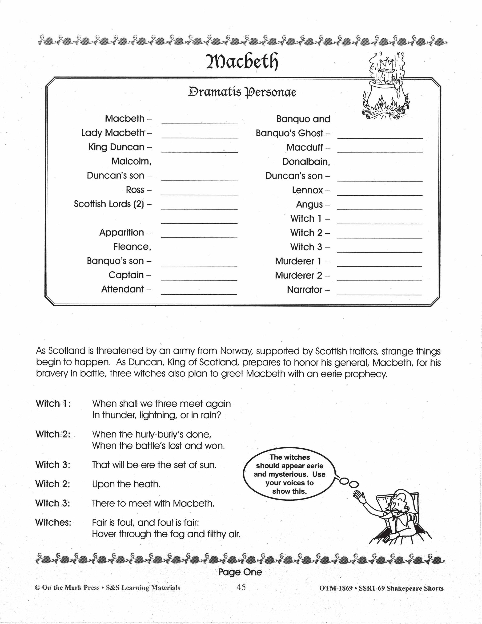 Macbeth - Shakespeare Play - A Readers' Theater Script & Activities Gr. 4-6