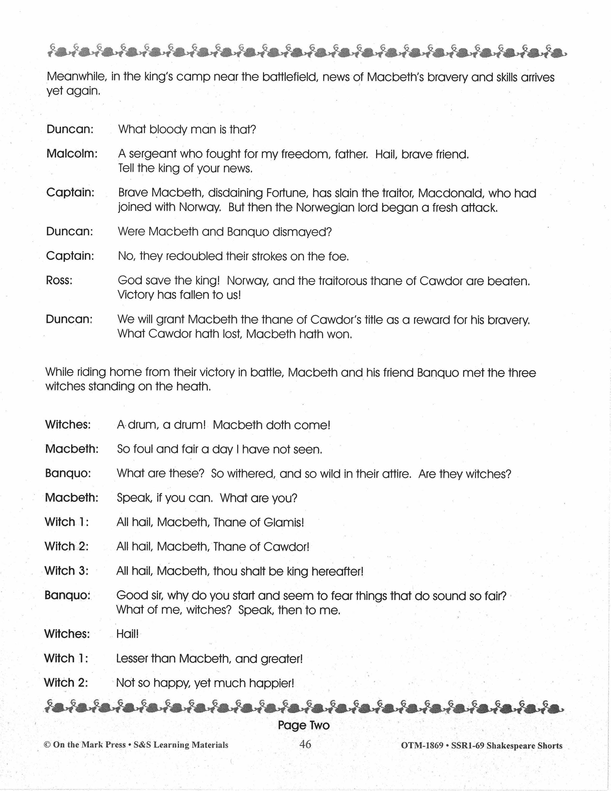 Macbeth - Shakespeare Play - A Readers' Theater Script & Activities Gr. 4-6