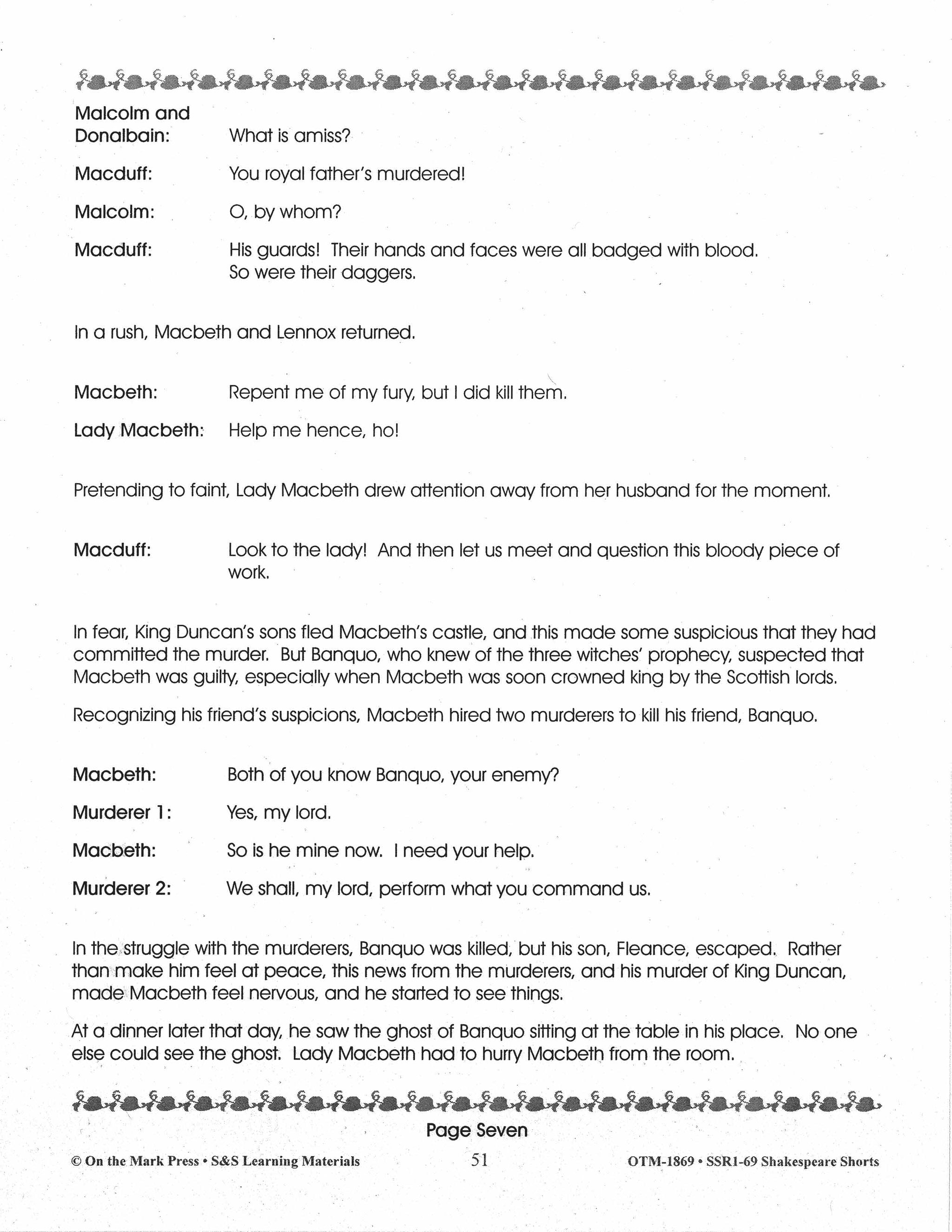 Macbeth - Shakespeare Play - A Readers' Theater Script & Activities Gr. 4-6