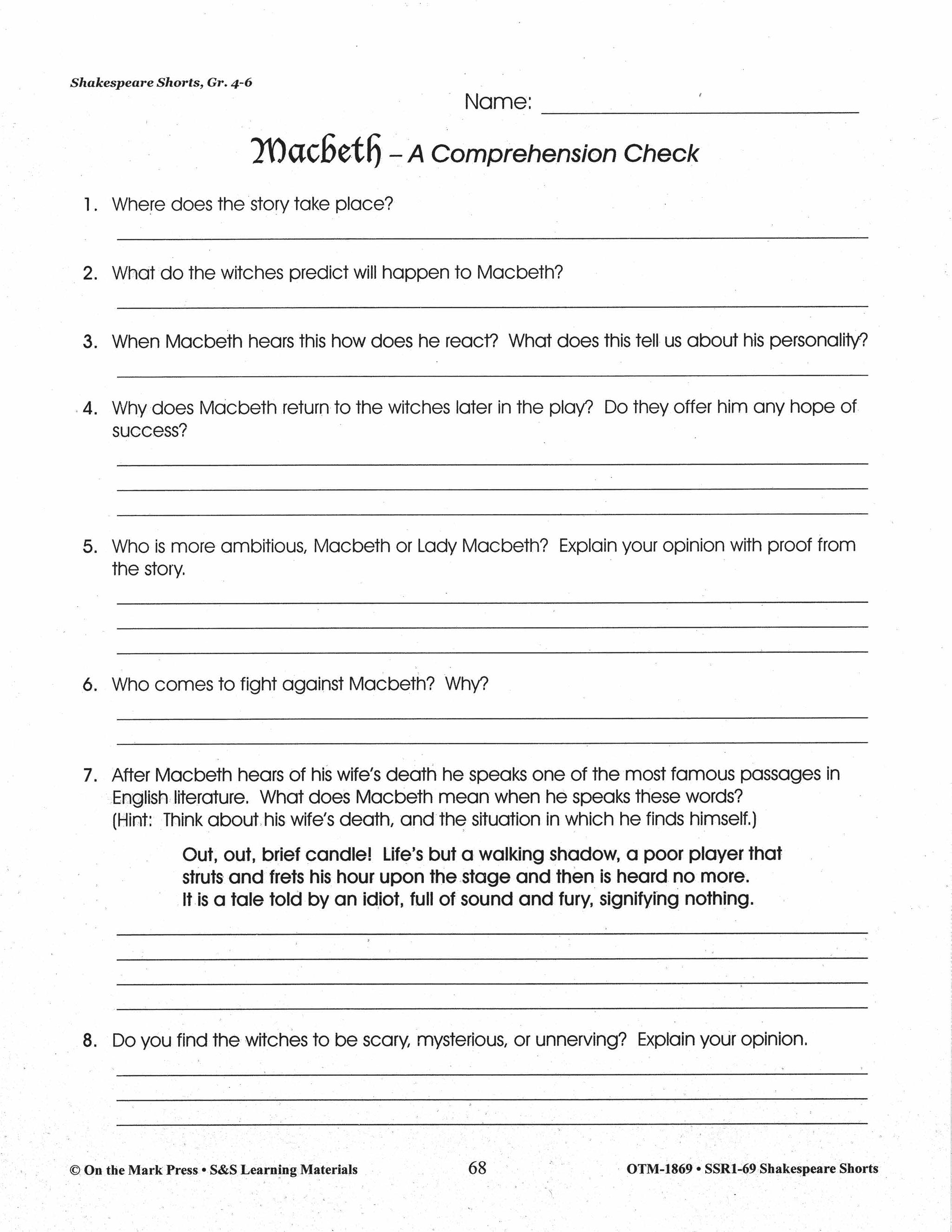 Macbeth - Shakespeare Play - A Readers' Theater Script & Activities Gr. 4-6