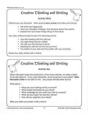Macbeth - Shakespeare Play - A Readers' Theater Script & Activities Gr. 4-6