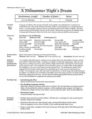 A Midsummer Night's Dream - Shakespeare Play - A Readers' Theater Script & Activities Gr. 4-6