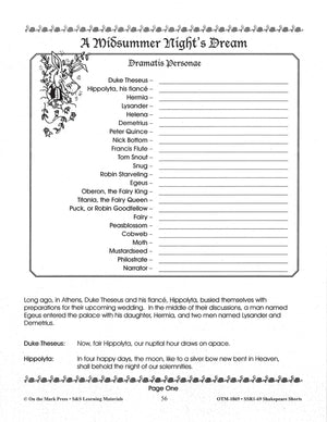 A Midsummer Night's Dream - Shakespeare Play - A Readers' Theater Script & Activities Gr. 4-6