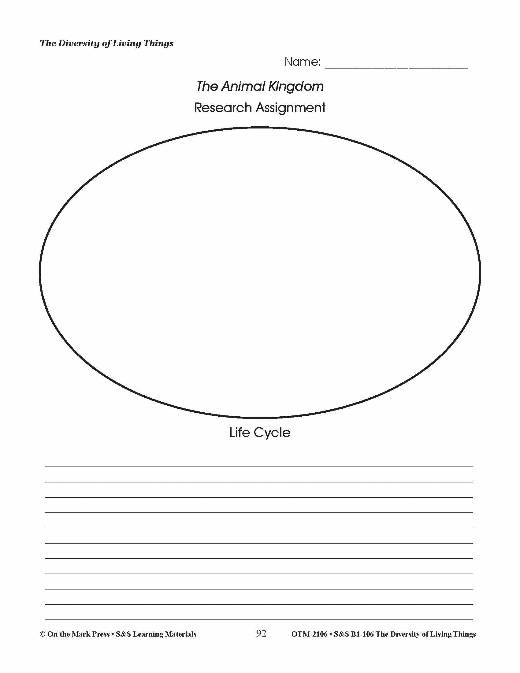 The Animal Kingdom Research Assignment Grades 4-6