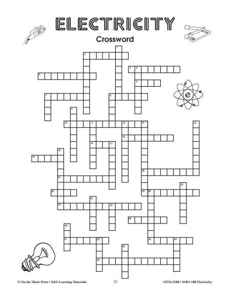 Electricity Crossword Grades 4-6