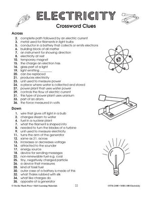Electricity Crossword Grades 4-6