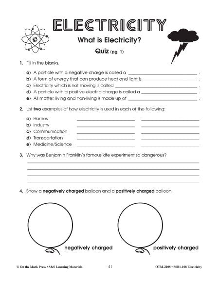 Electricity Quiz Grades 4-6