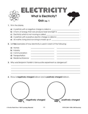 Electricity Quiz Grades 4-6