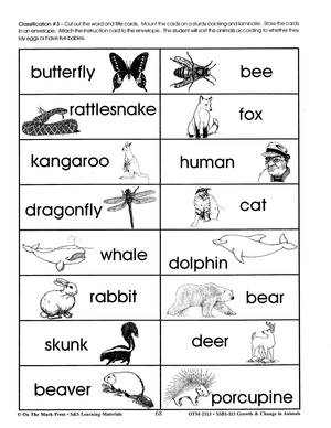 Animals that Lay Eggs and Animals that Have Babies Classification Activity Grades 2-3