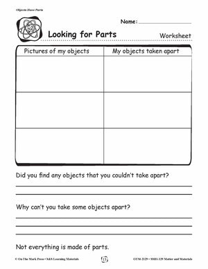 Objects Have Parts Lesson Plan (Matter and Materials) Grades 1-3