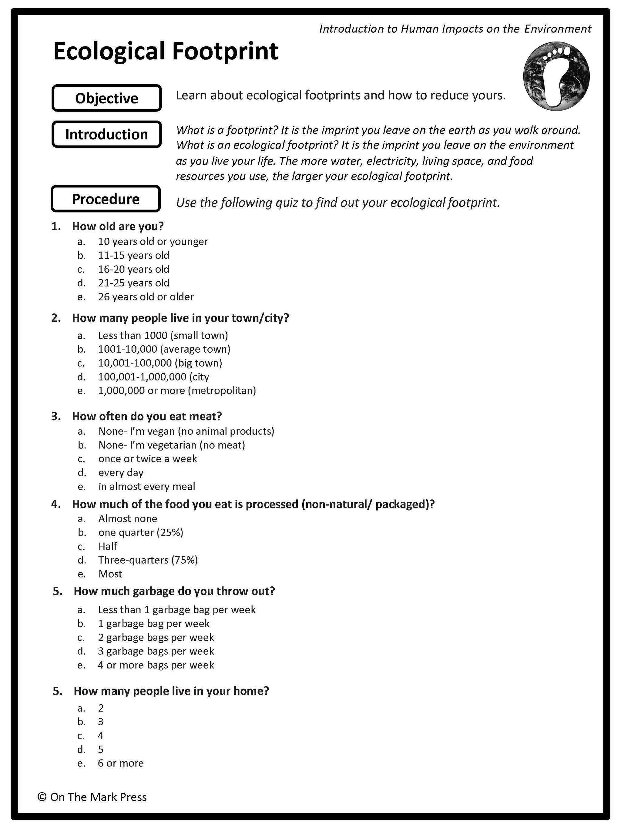 Ecological Footprint Lesson Gr. 5-8