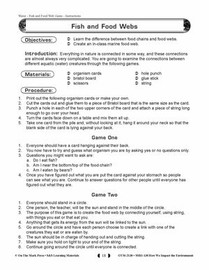 Fish and Food Webs Lesson Plan (food chains) Grades 5-8
