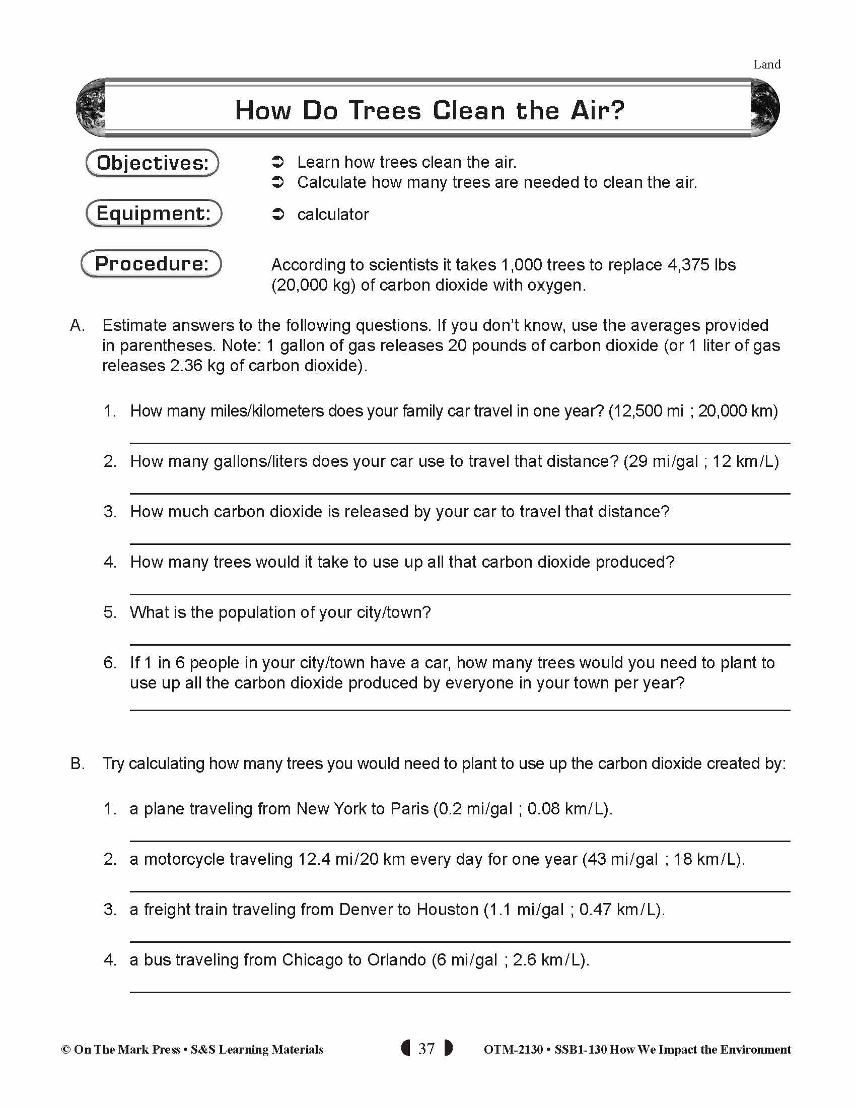 How Do Trees Clean the Air? Lesson  Plan (environment) Grades 5-8