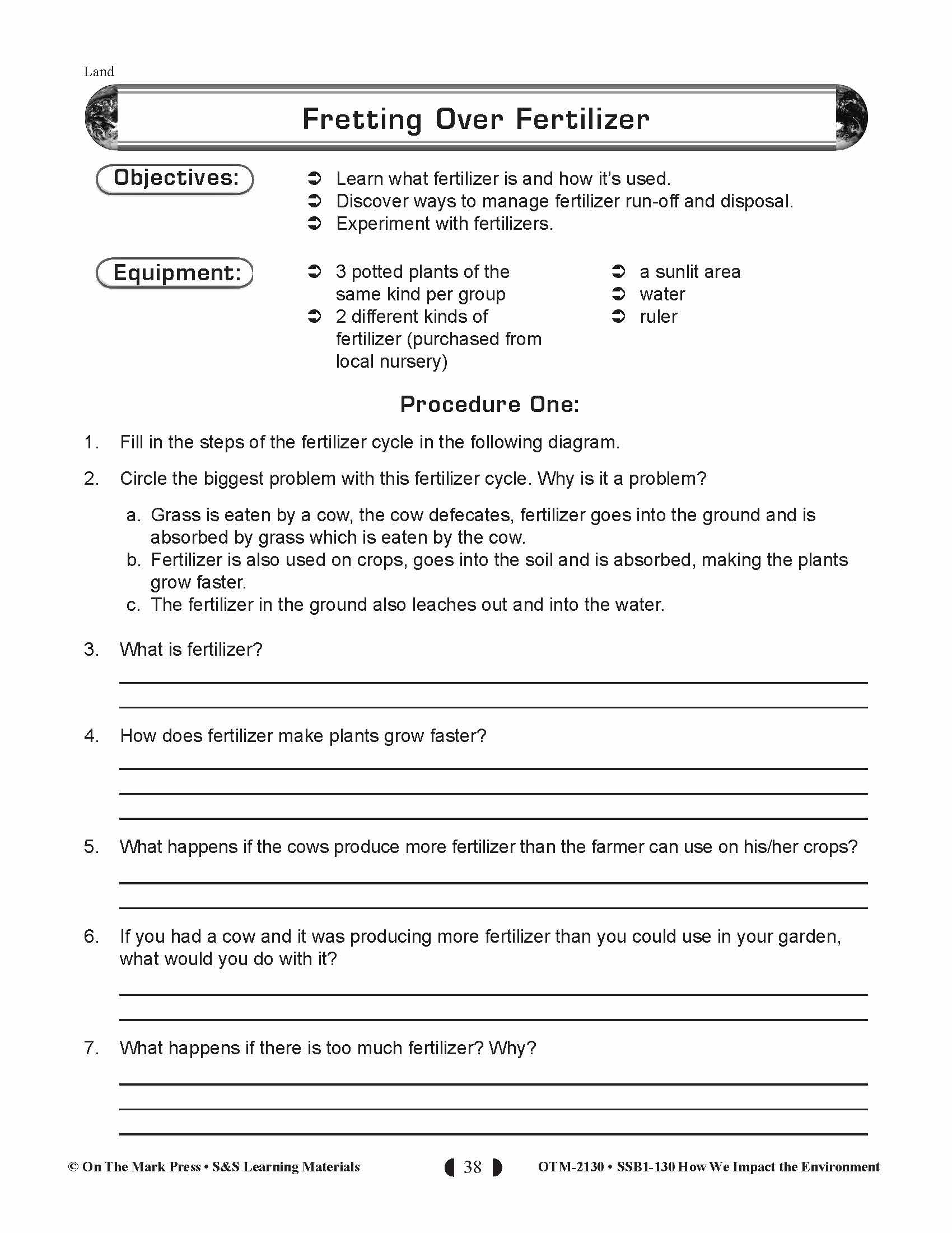 Fretting Over Fertilizer Lesson Plan Grades 5-8