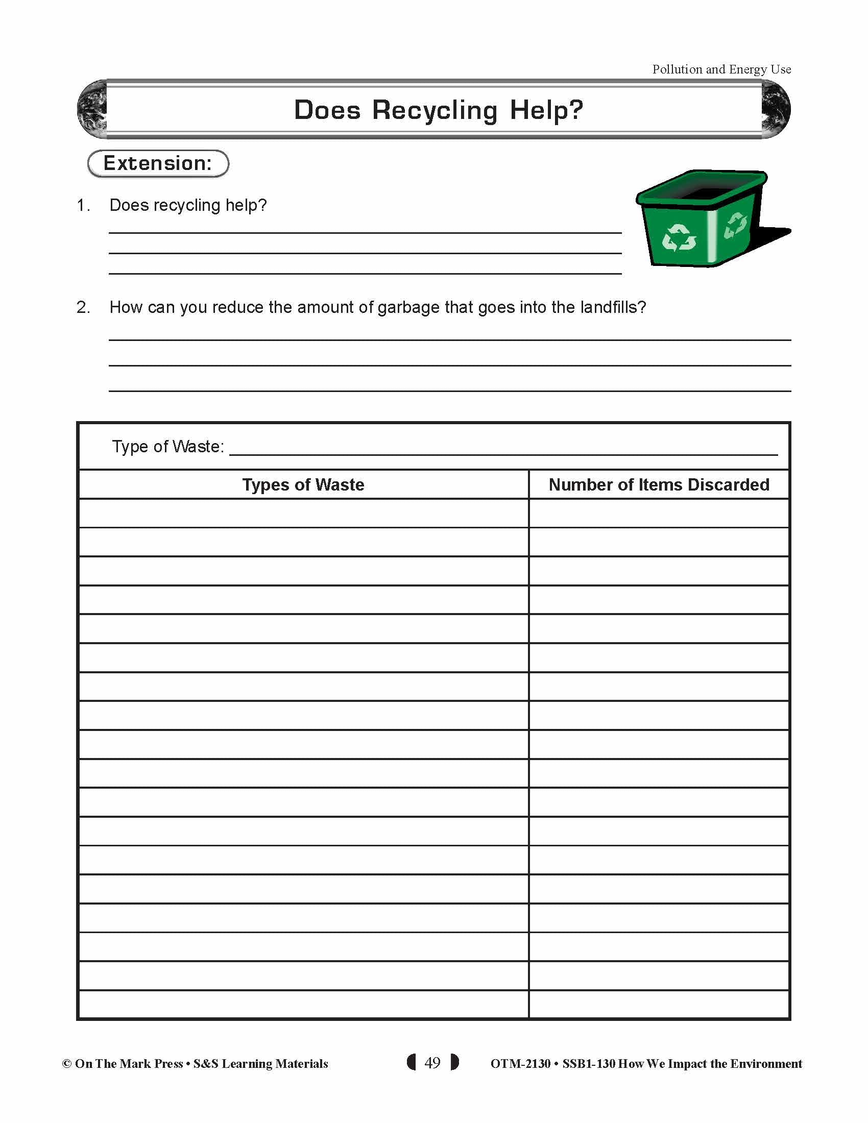 Does Recycling Really Help? Industrial Pollution Lesson Plan Grades 5-8