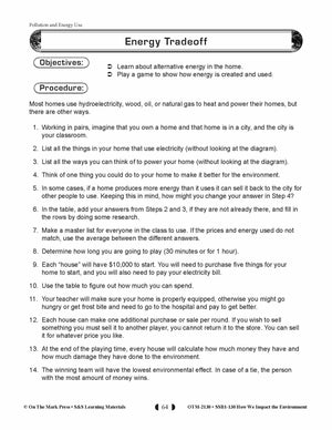 Energy Trade Off Environmental Lesson Plan Gr. 5-8