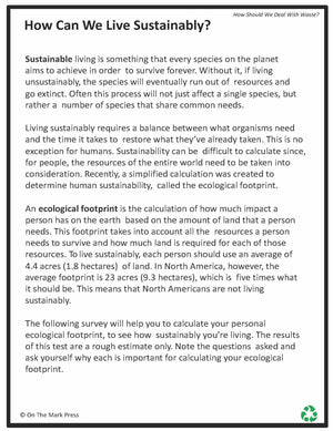 How Can We Live Sustainably? Lesson Gr. 5-8
