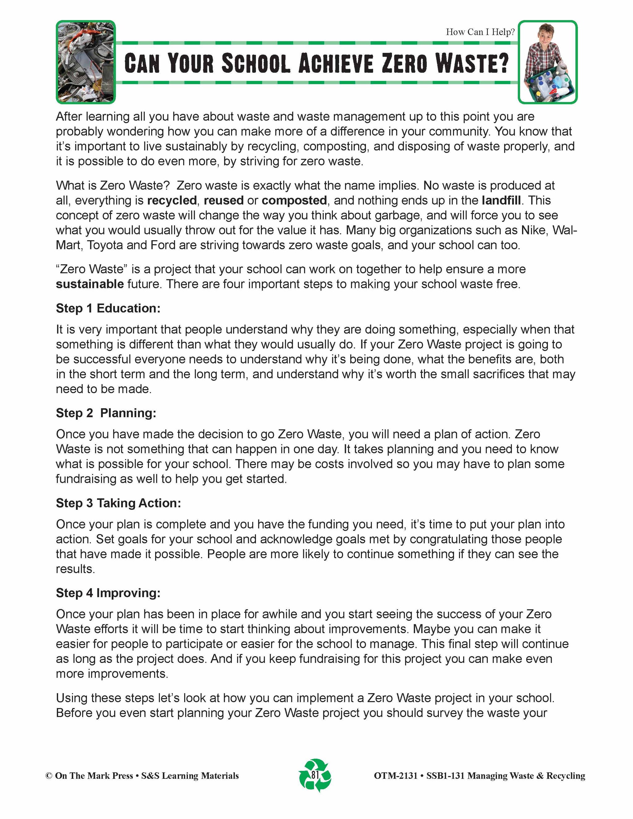 Can Your School Achieve Zero Waste? Lesson Grades 5-8