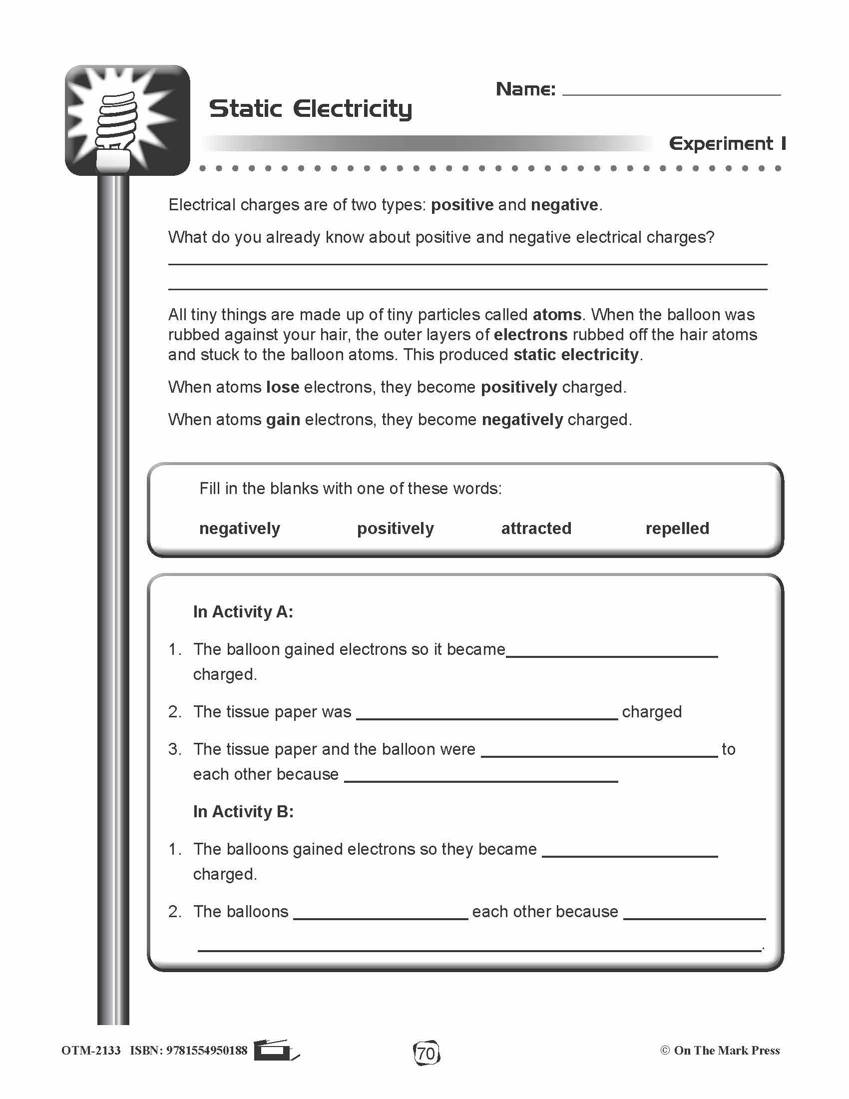 Static Electricity Lesson Plan Grades 4-6