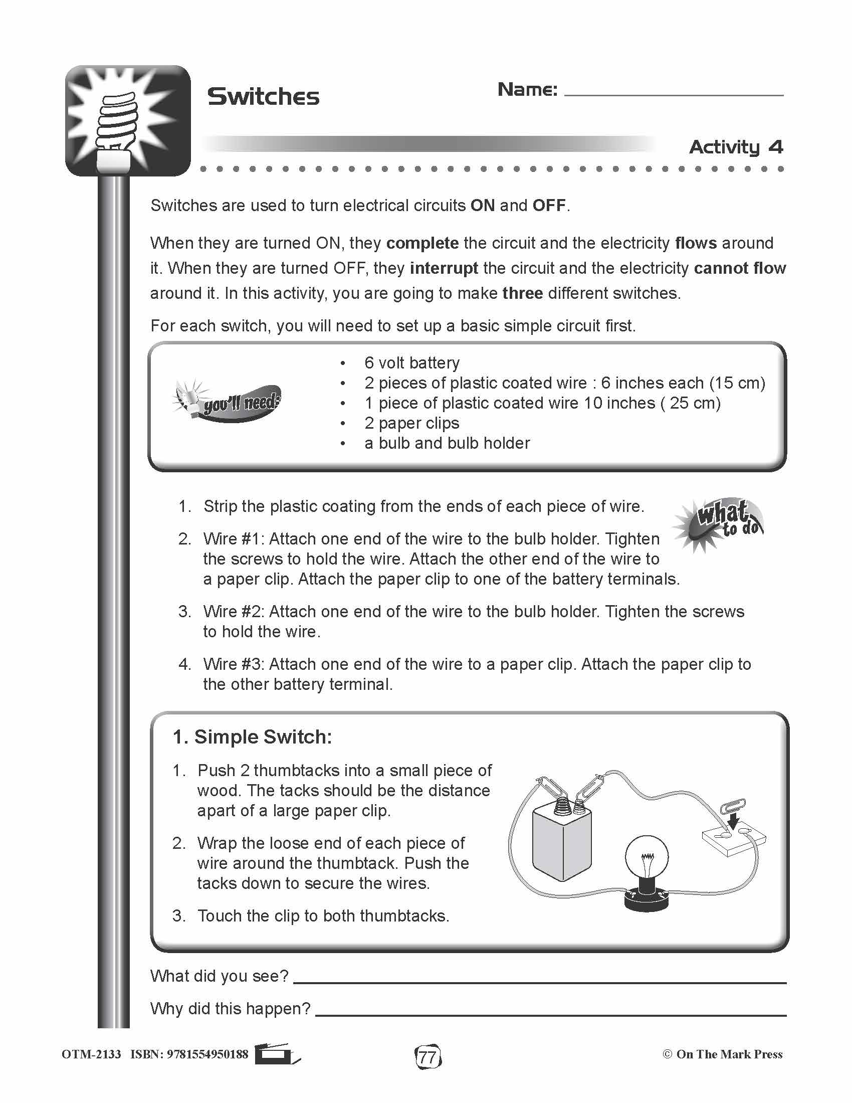 Switches Lesson Plan Grades 4-6