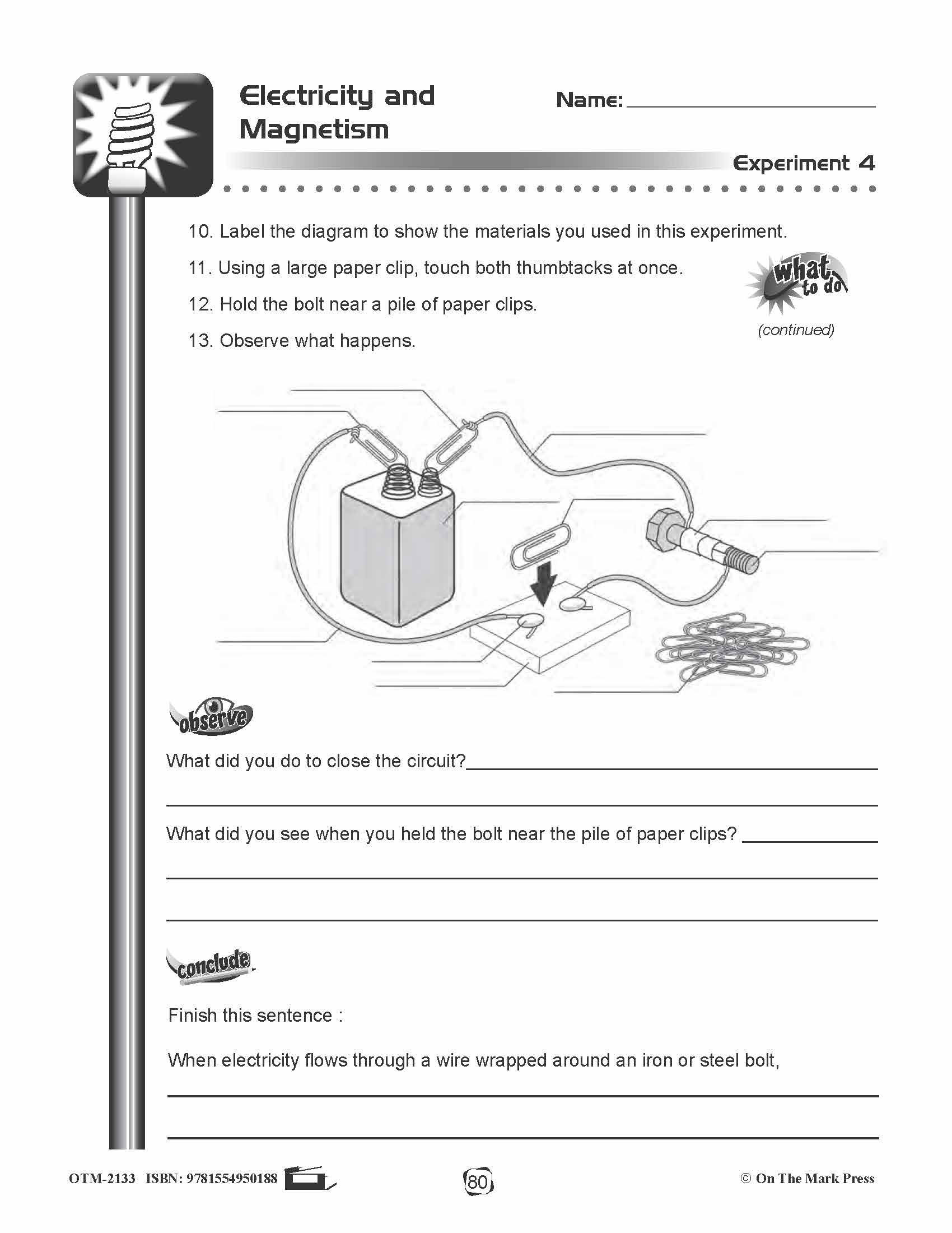 Electricity and Magnetism Lesson Plan Gr. 4-6