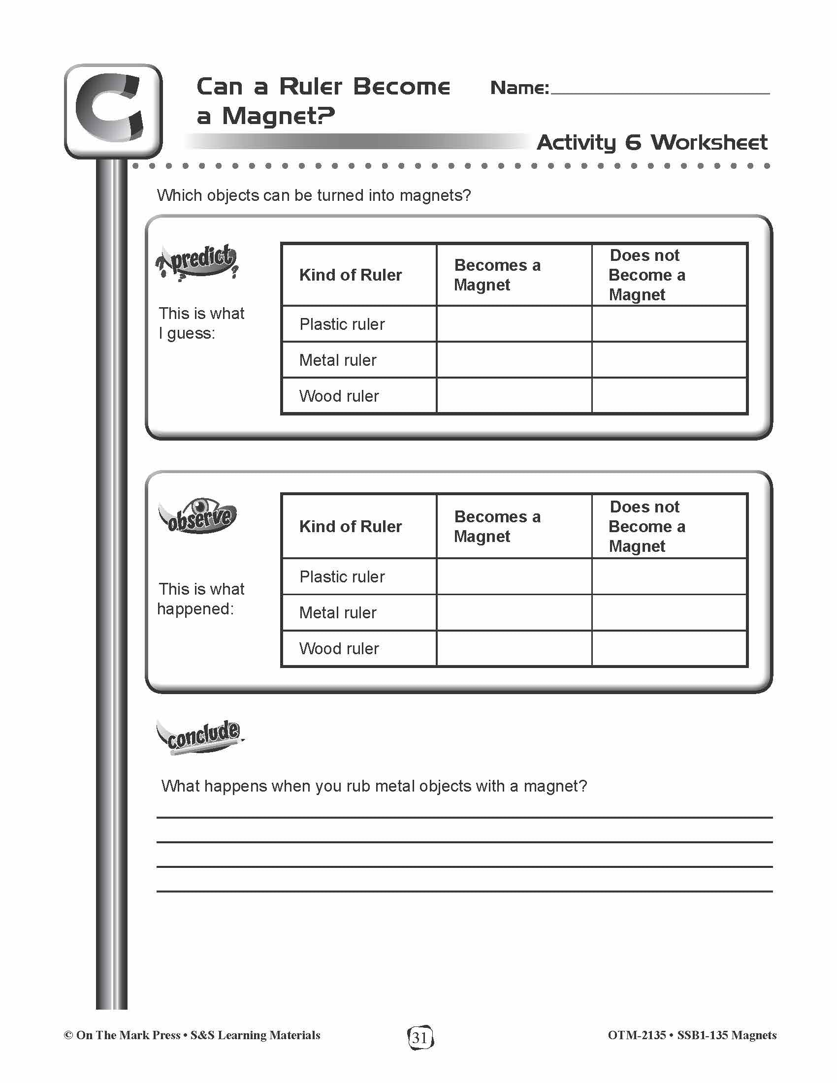 Temporary and Permanent Magnets Lesson Plan Grades 4-6