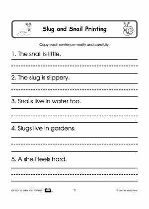 Slugs & Snails Tracing & Printing Exercises Grades 1-3