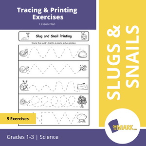 Slugs & Snails Tracing & Printing Exercises Grades 1-3