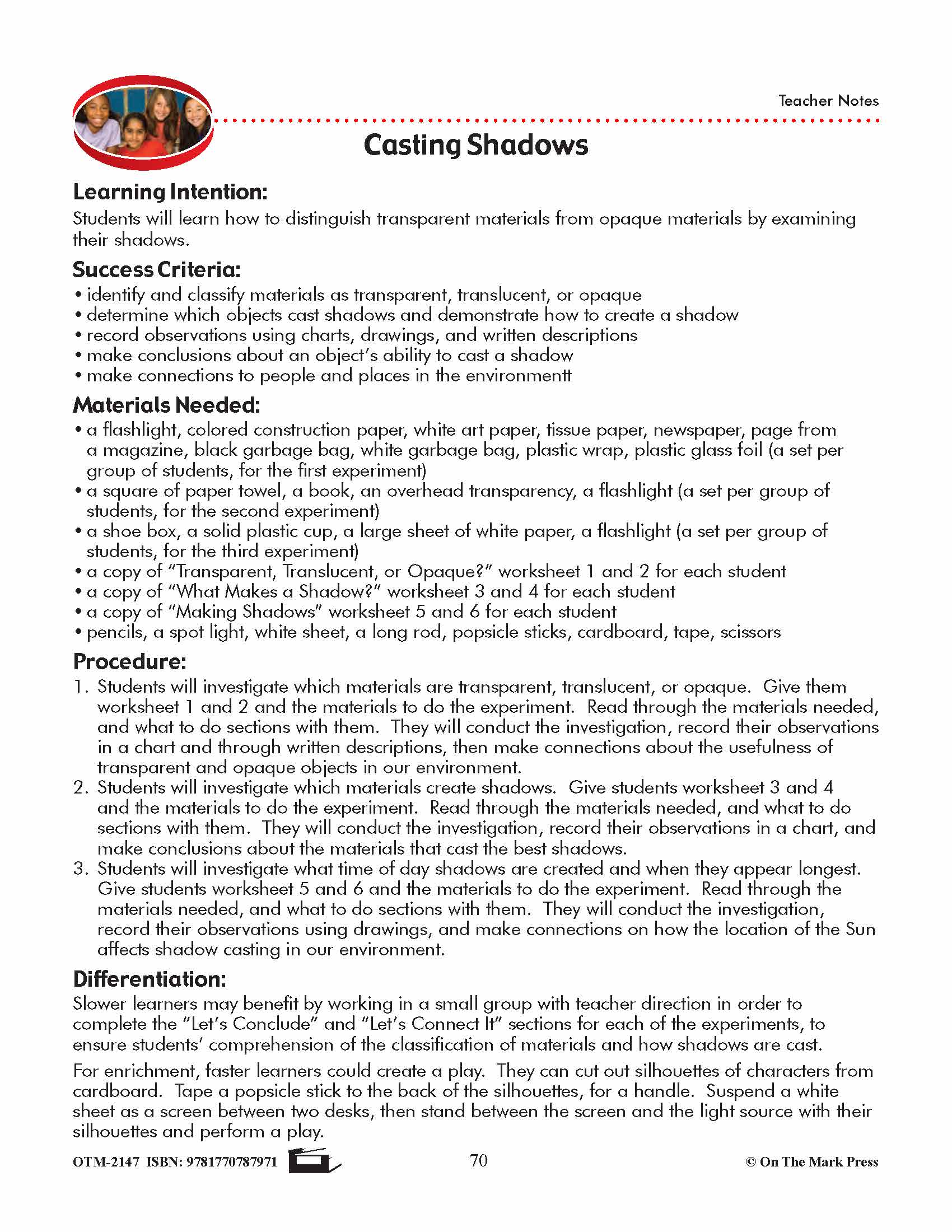 Casting Shadows Lesson Plan Grade 4