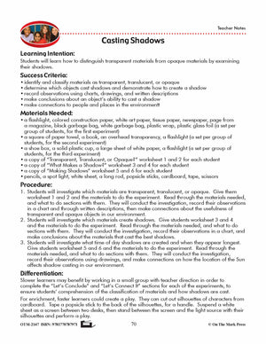 Casting Shadows Lesson Plan Grade 4