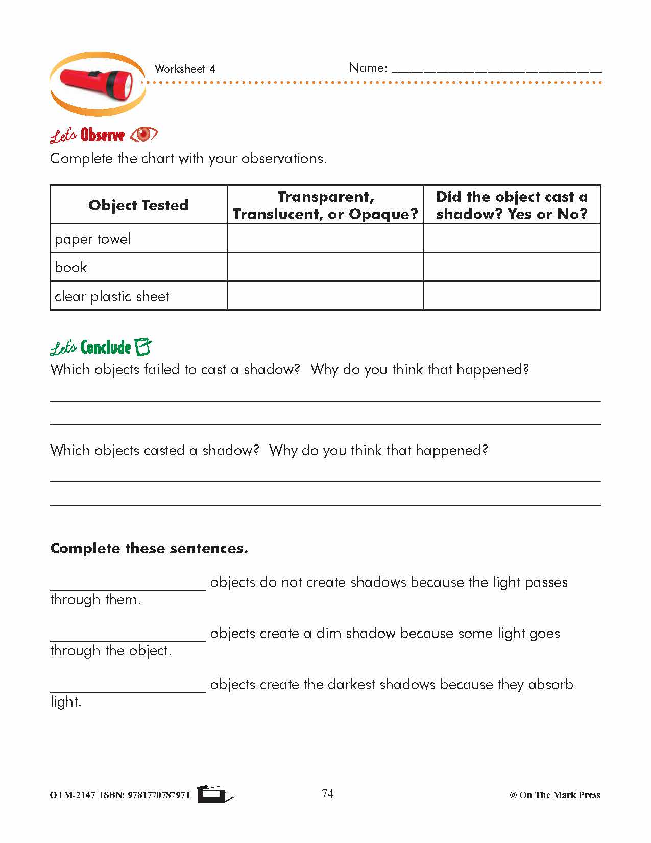 Casting Shadows Lesson Plan Grade 4