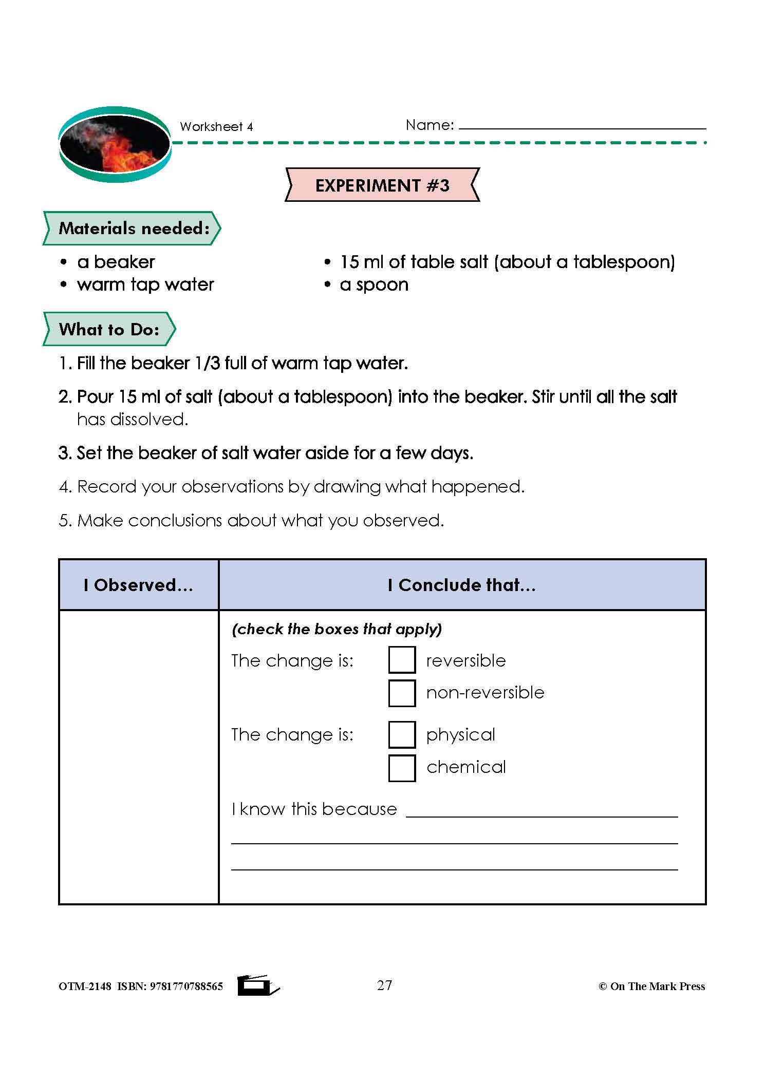 Physical or Chemical Changes in Matter? Grade 5 Lesson with Experiments