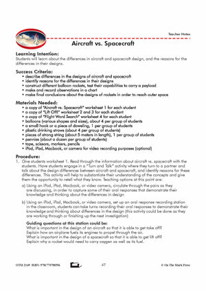 Aircraft vs. Spacecraft Grade 6 Lesson with Experiments