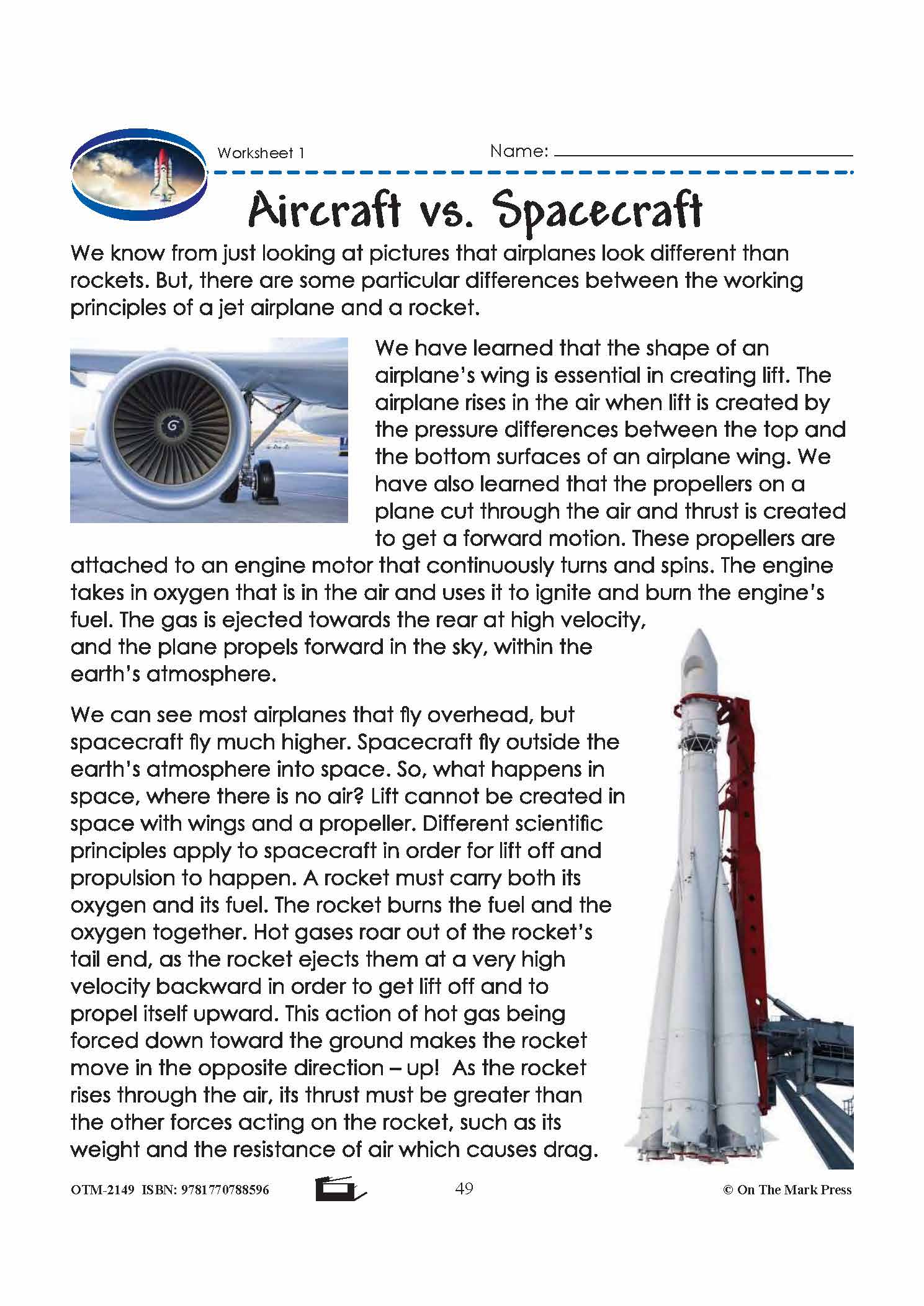 Aircraft vs. Spacecraft Grade 6 Lesson with Experiments