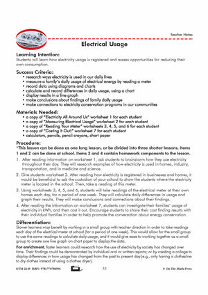 Electrical Usage Grade 6 Lesson with Experiments
