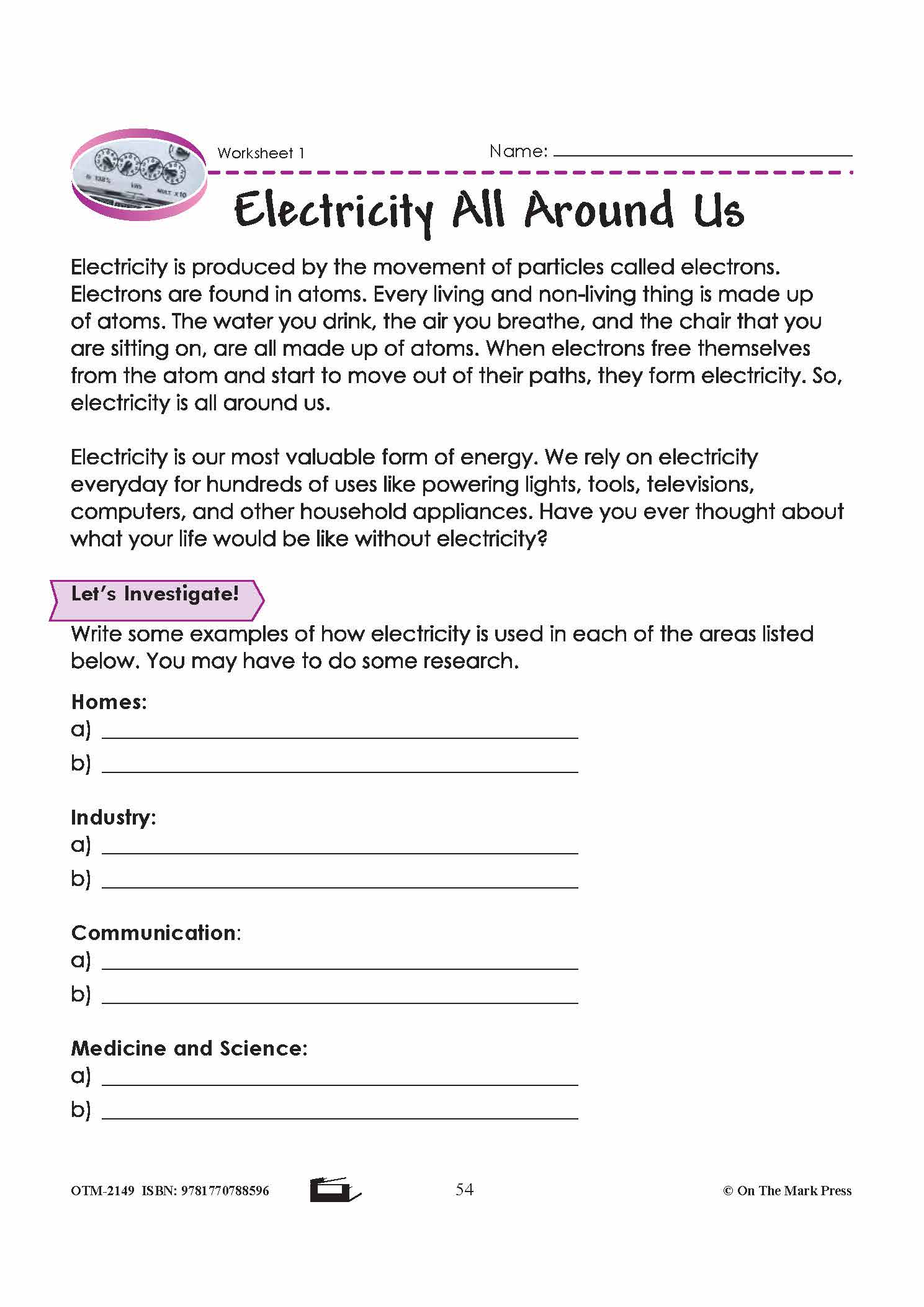Electrical Usage Grade 6 Lesson with Experiments