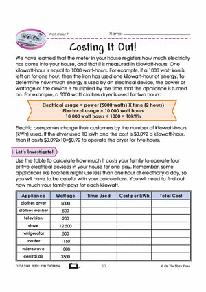Electrical Usage Grade 6 Lesson with Experiments