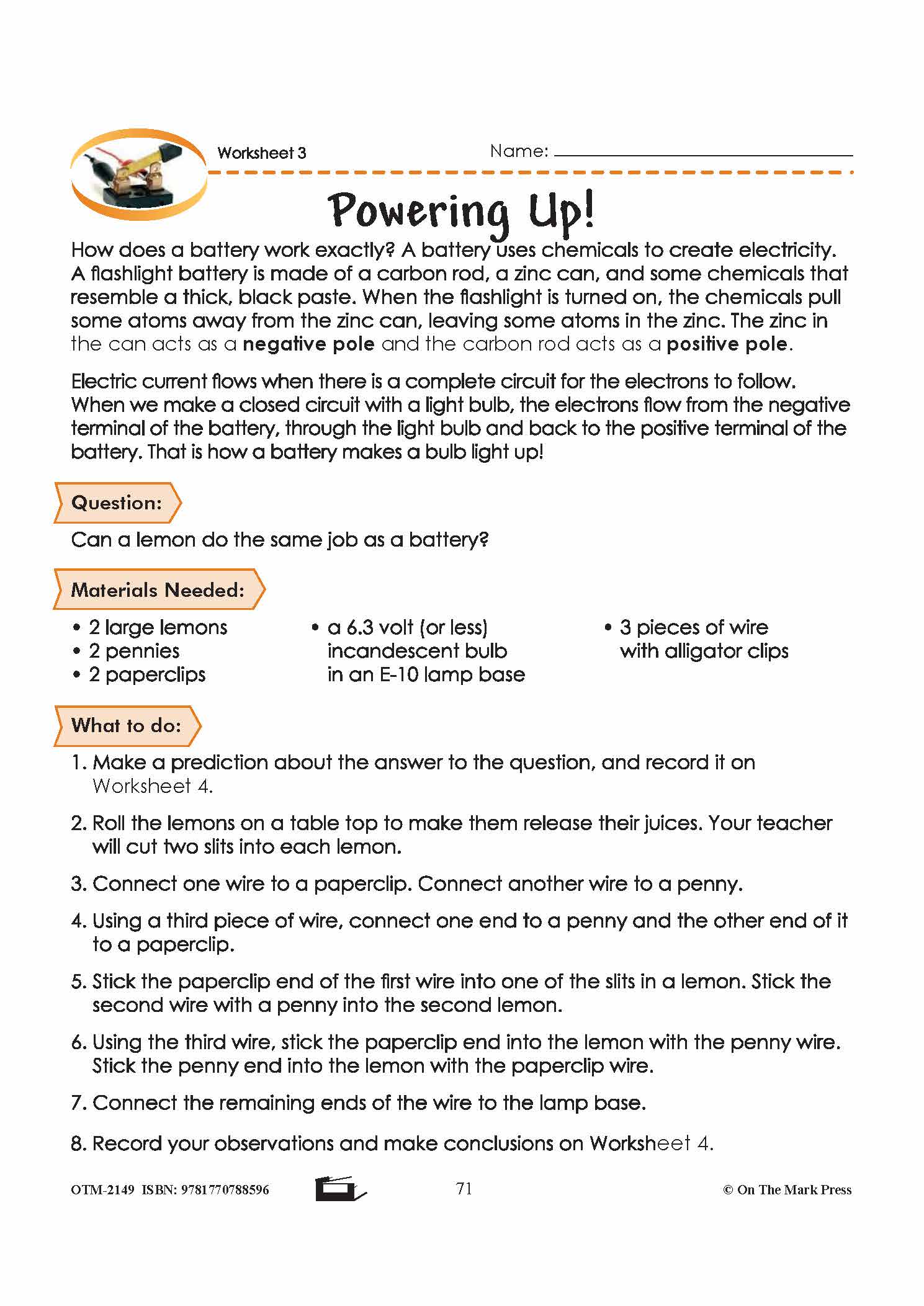 Electrical Current Grade 6 Lesson with Experiments