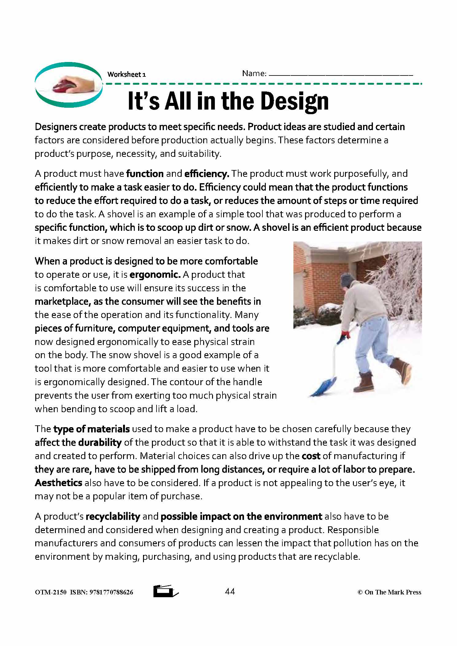 Design and Production Grade 7 Lesson with Experiments