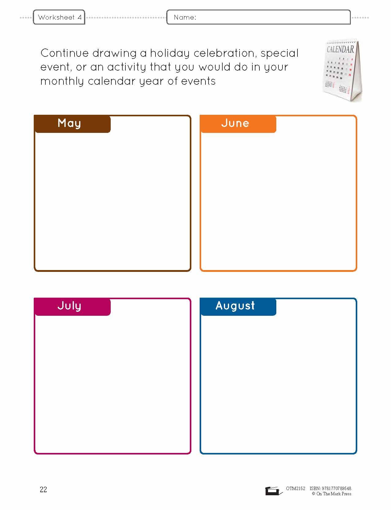 A Year at a Glance Lesson Plan and Student Worksheets Grade 1