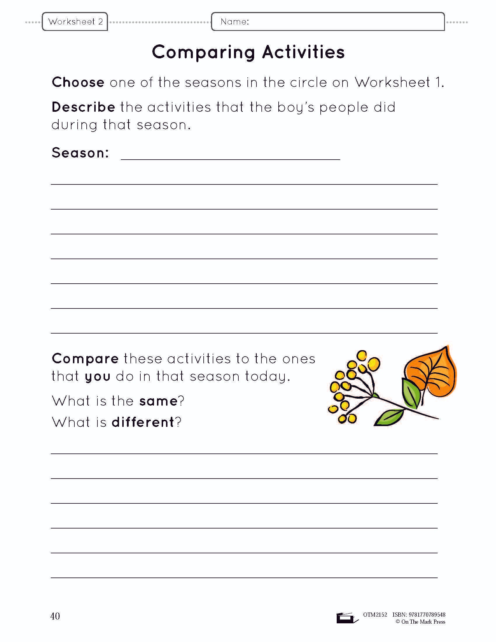 Aboriginal Activities Throughout Seasonal Changes Lesson Plan Grade 1