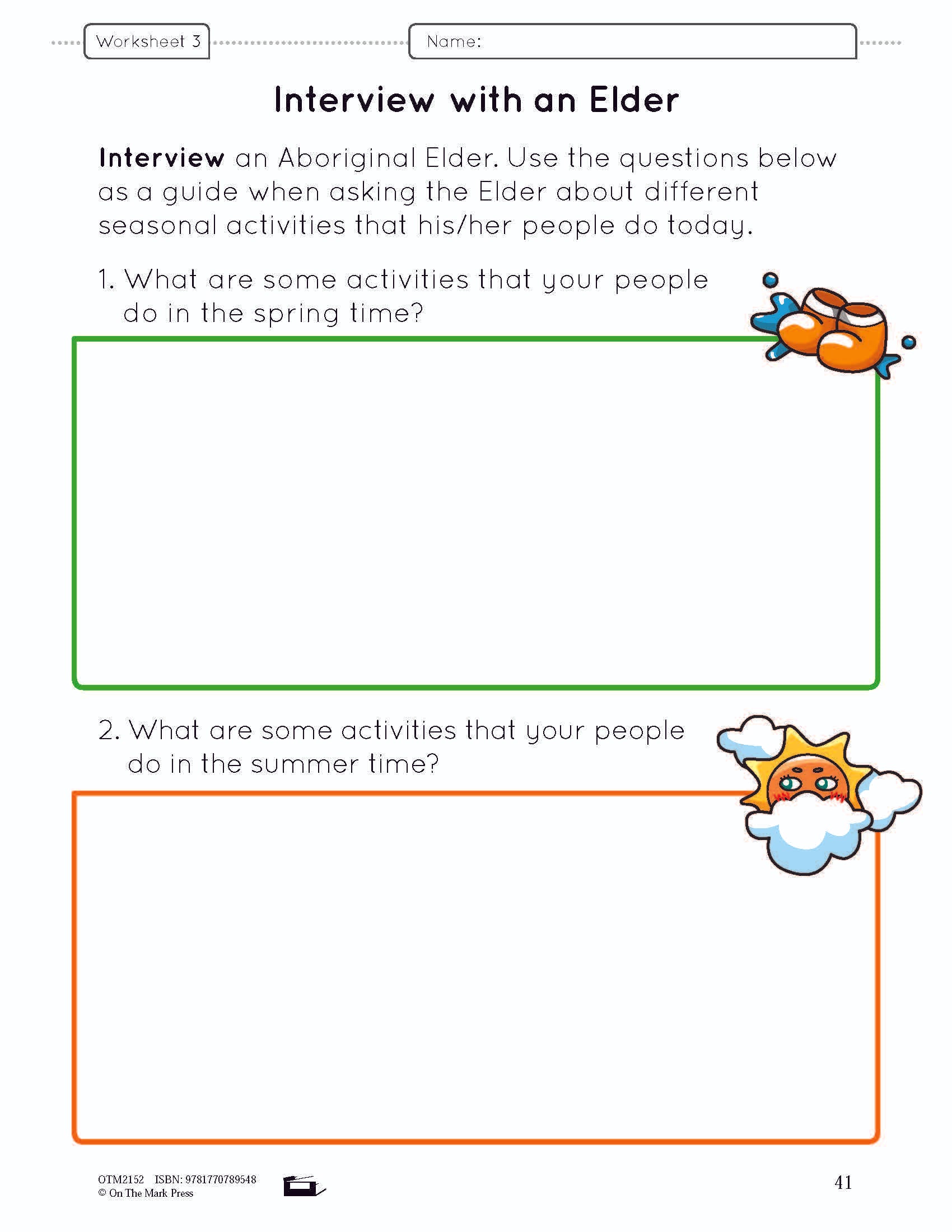 Aboriginal Activities Throughout Seasonal Changes Lesson Plan Grade 1